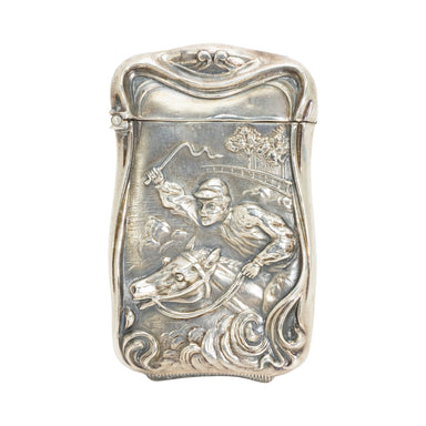 Sterling Silver Horse Racing Match Safe, Western, Tobacciana, Match Safe