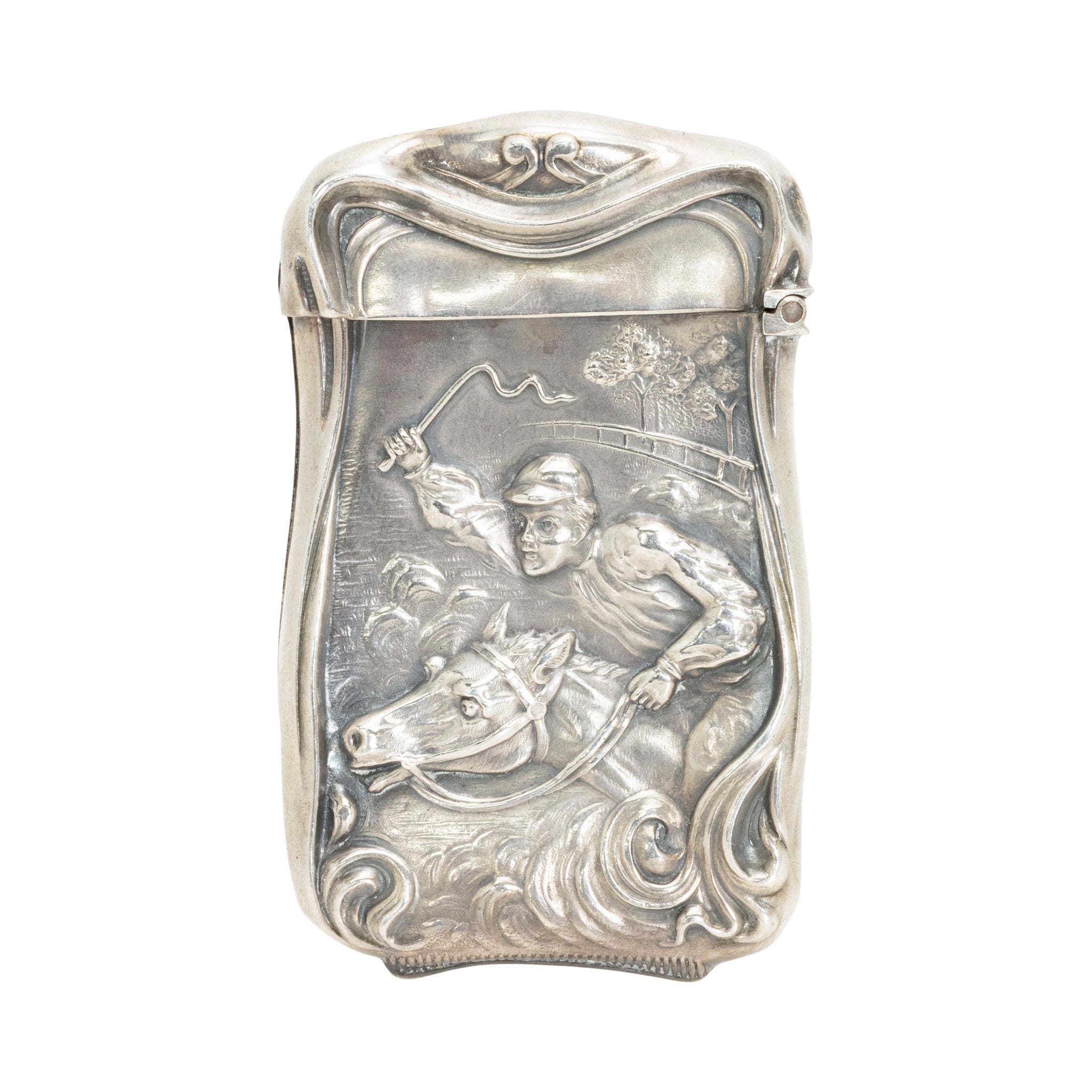 Sterling Silver Horse Racing Match Safe