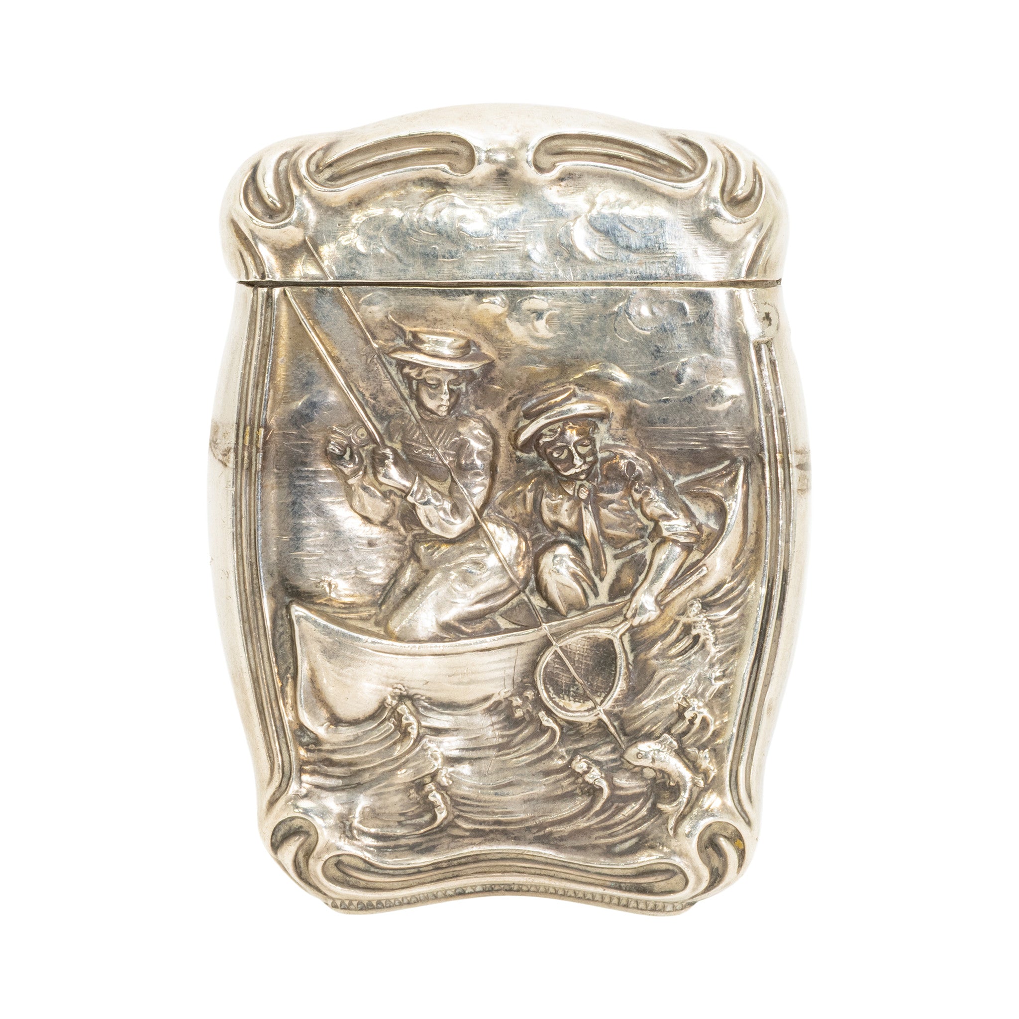 Sterling Silver Fishing Match Safe, Western, Tobacciana, Match Safe