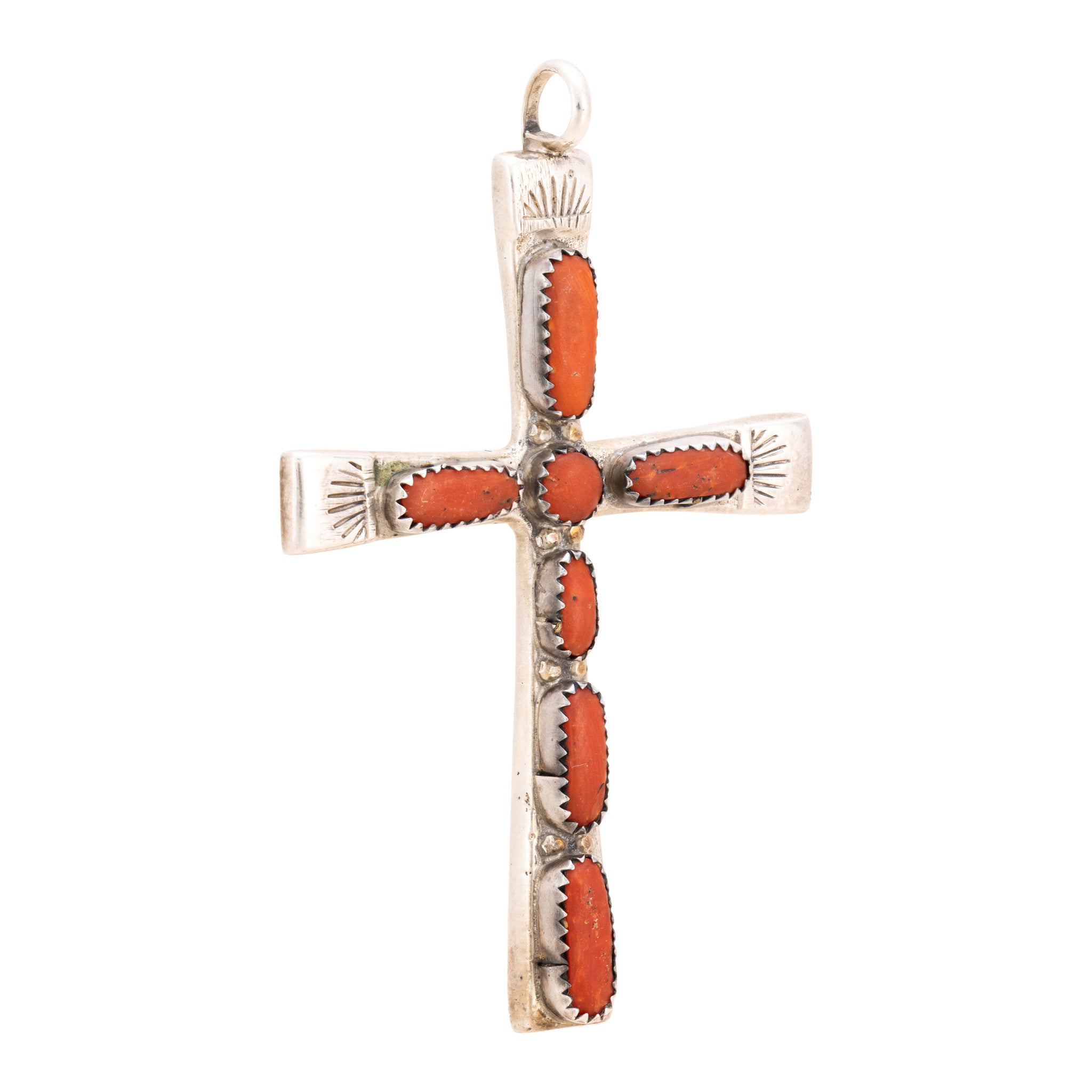 Navajo Coral Cross Pendant