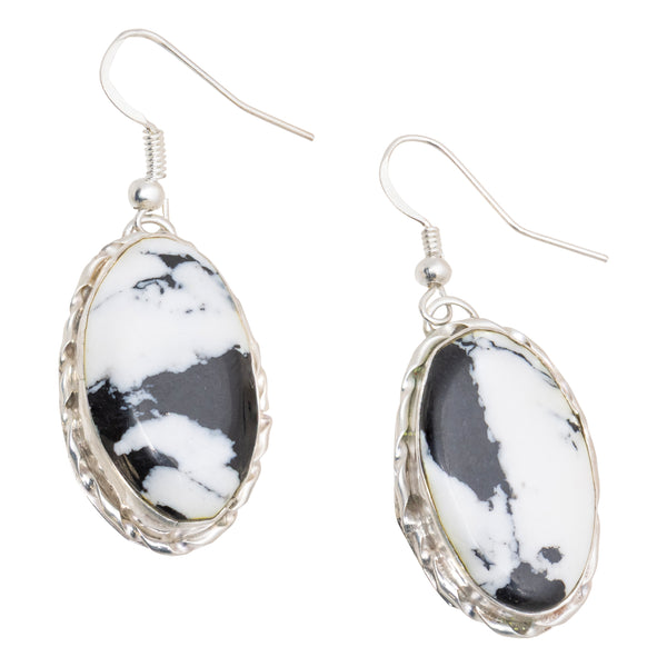 Navajo White Buffalo Turquoise Earrings, Jewelry, Earrings, Native