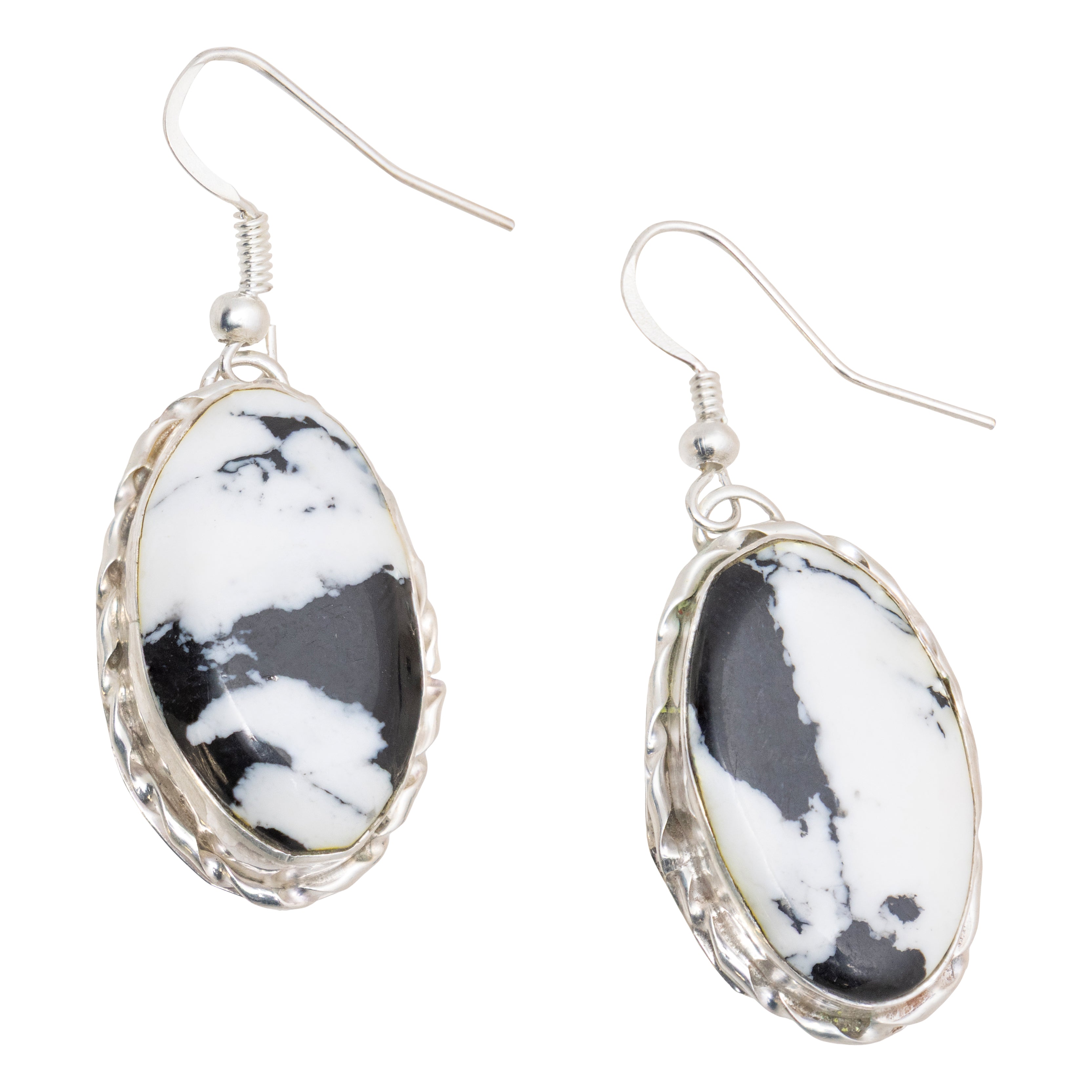 Navajo White Buffalo Turquoise Earrings, Jewelry, Earrings, Native