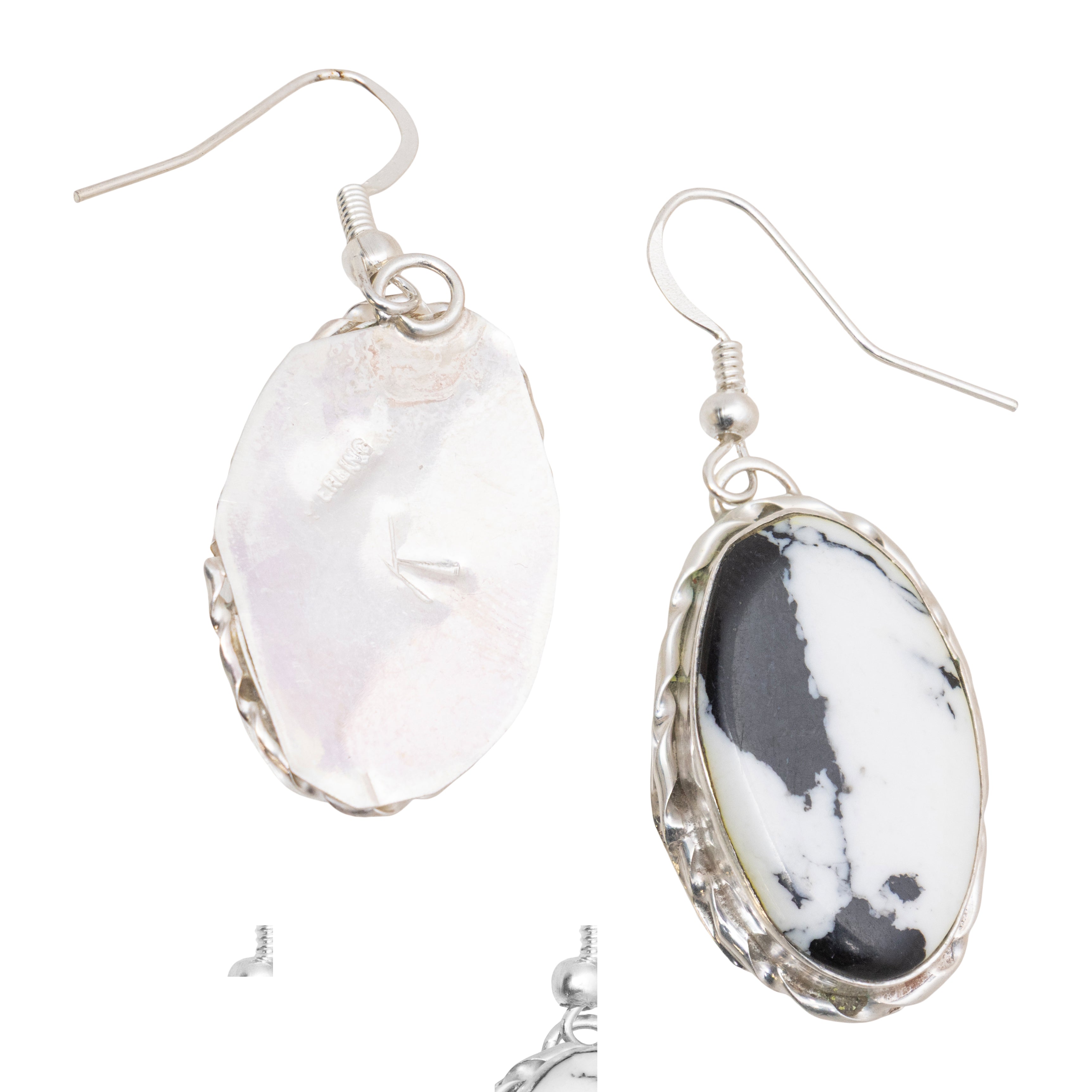 Navajo White Buffalo Turquoise Earrings