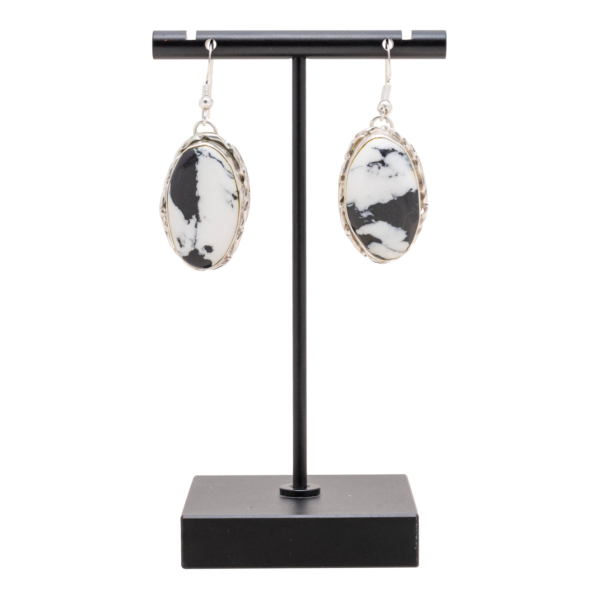 Navajo White Buffalo Turquoise Earrings