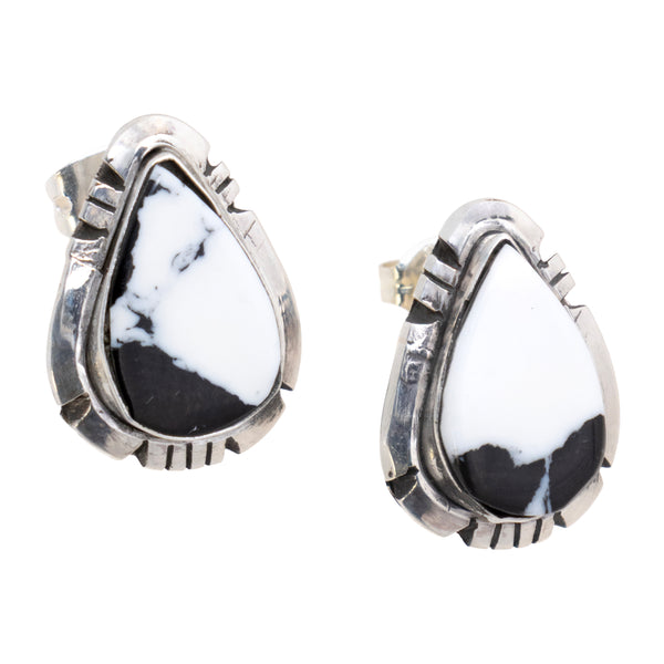 Navajo White Buffalo Turquoise Earrings, Jewelry, Earrings, Native