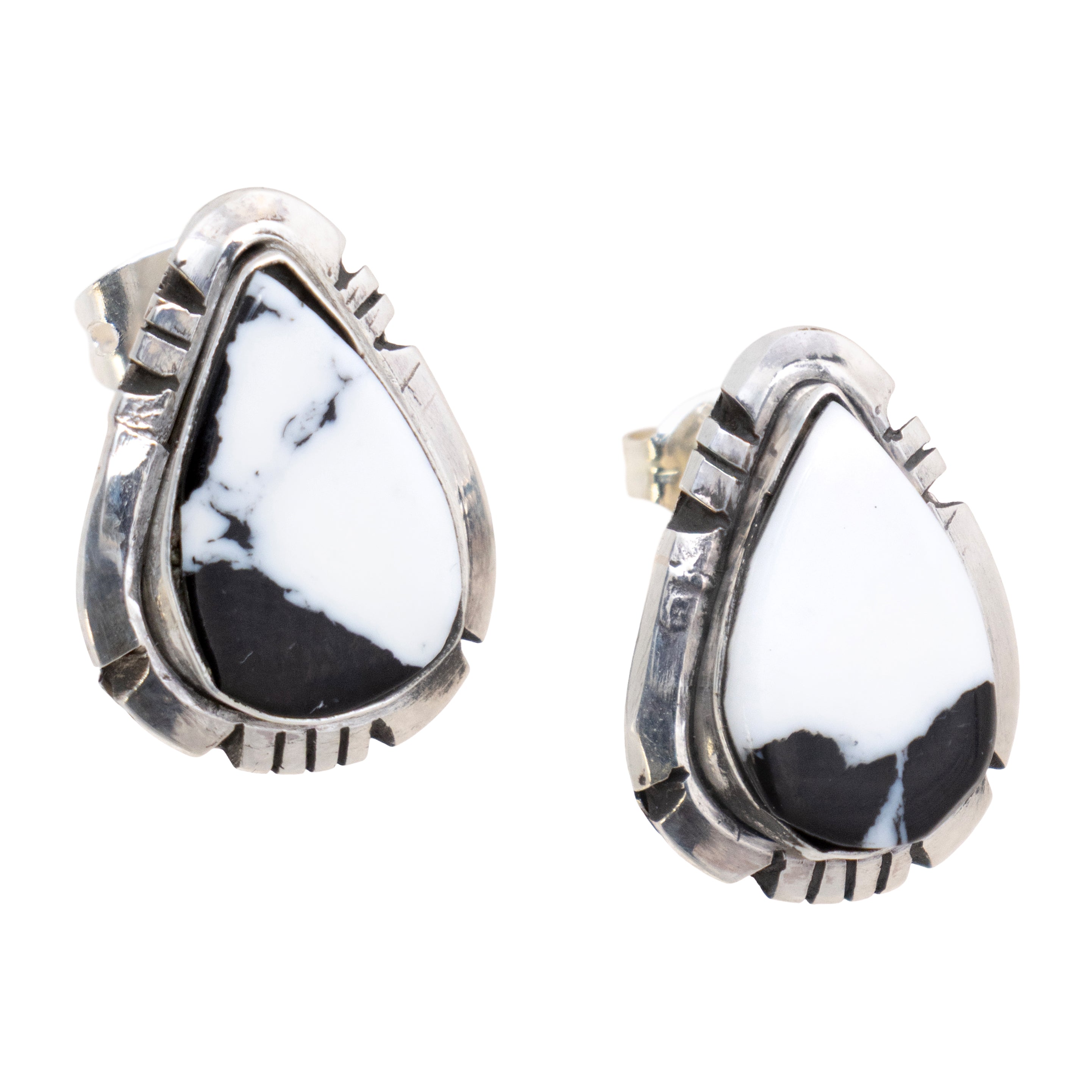 Navajo White Buffalo Turquoise Earrings, Jewelry, Earrings, Native