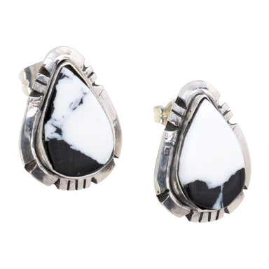 Navajo White Buffalo Turquoise Earrings, Jewelry, Earrings, Native