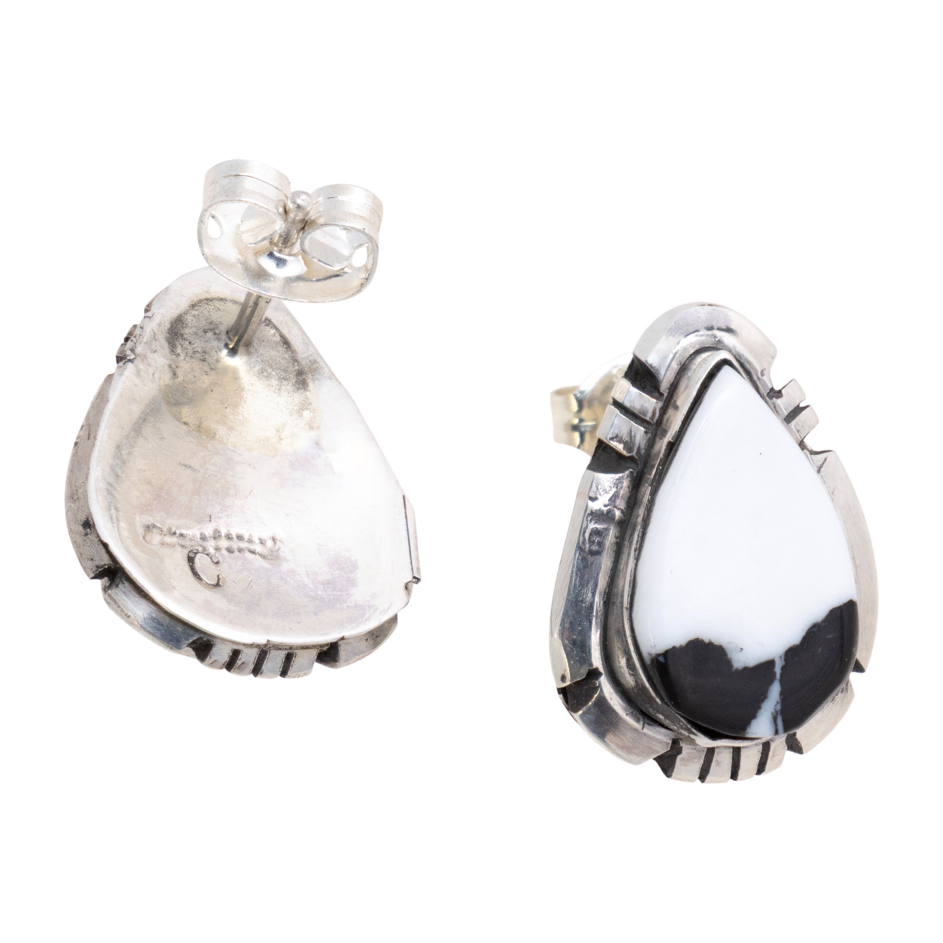 Navajo White Buffalo Turquoise Earrings