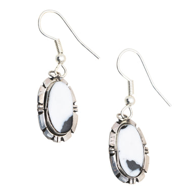 Navajo White Buffalo Turquoise Earrings, Jewelry, Earrings, Native