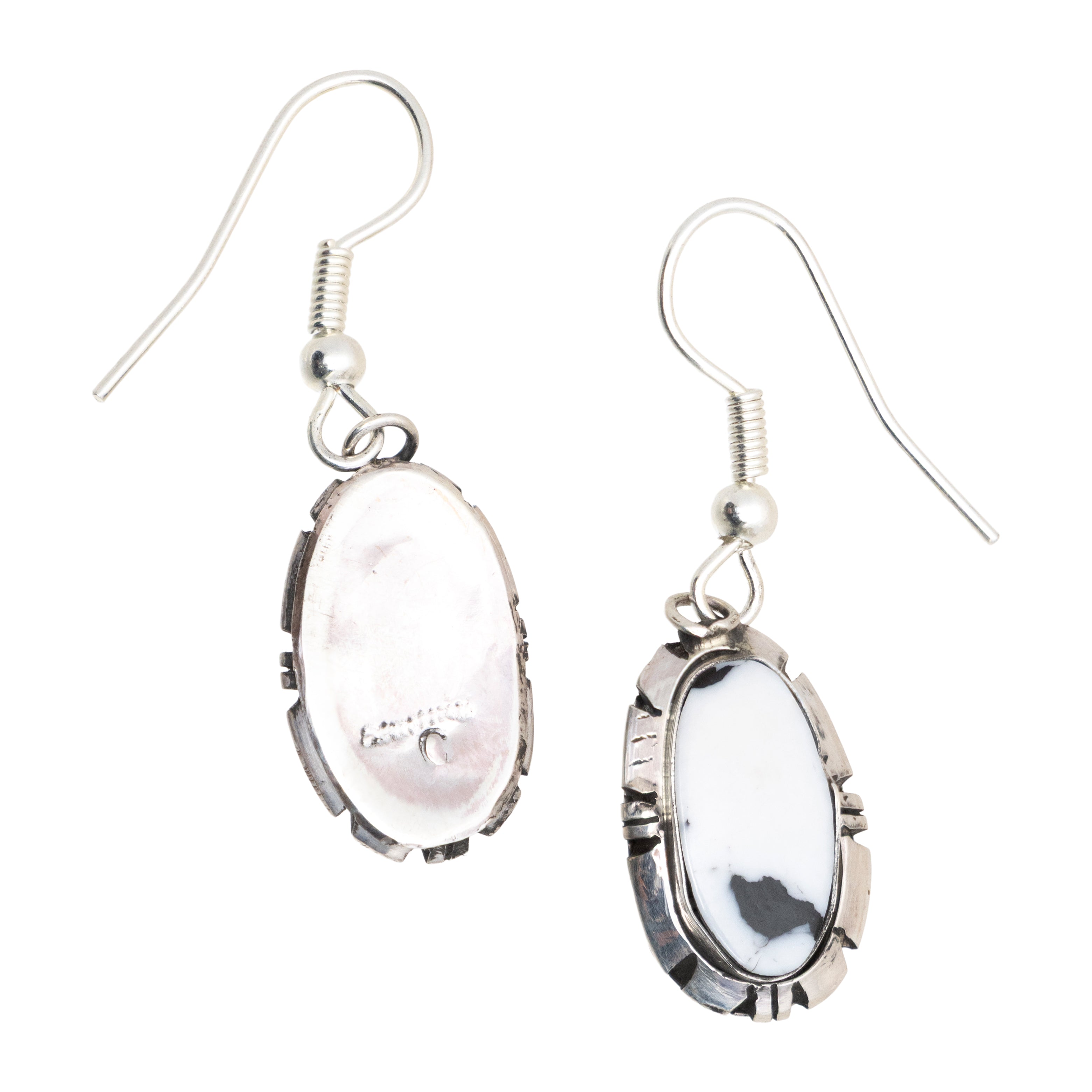 Navajo White Buffalo Turquoise Earrings