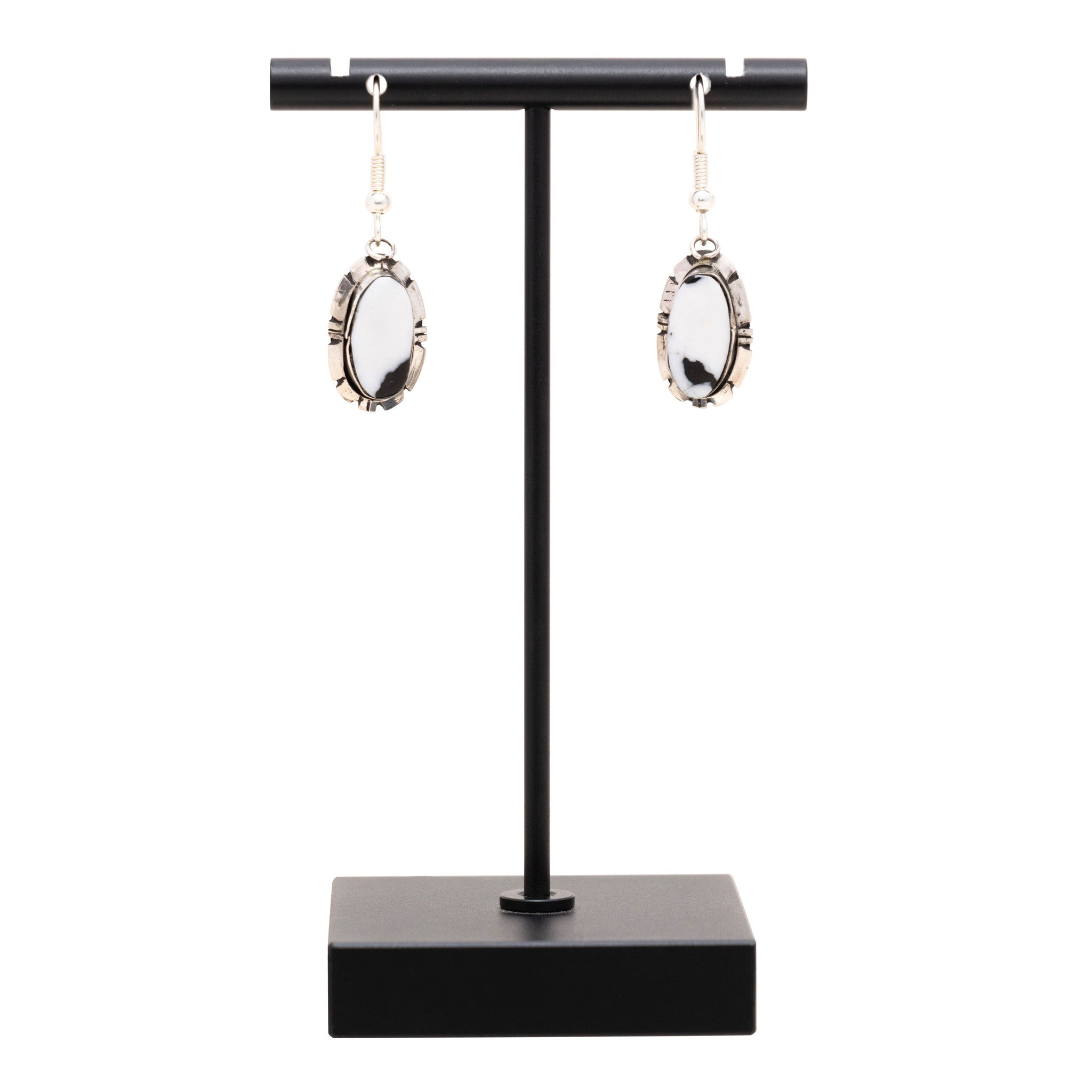Navajo White Buffalo Turquoise Earrings