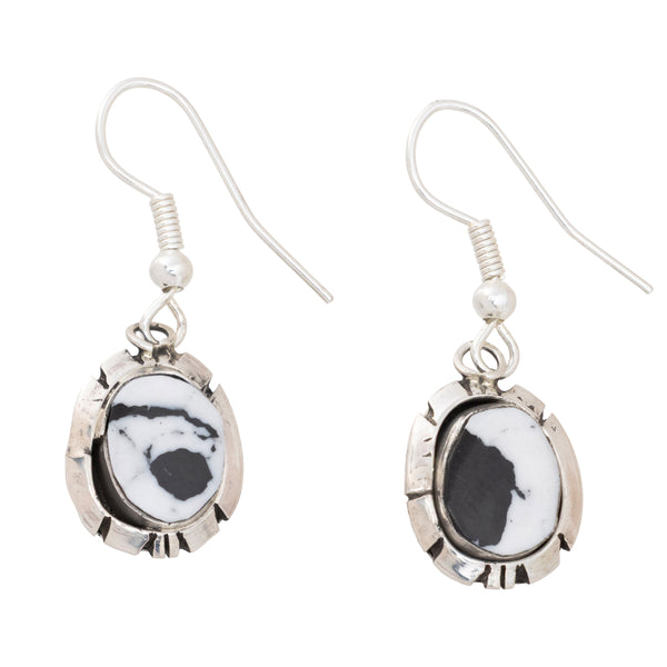 Navajo White Buffalo Turquoise Earrings, Jewelry, Earrings, Native