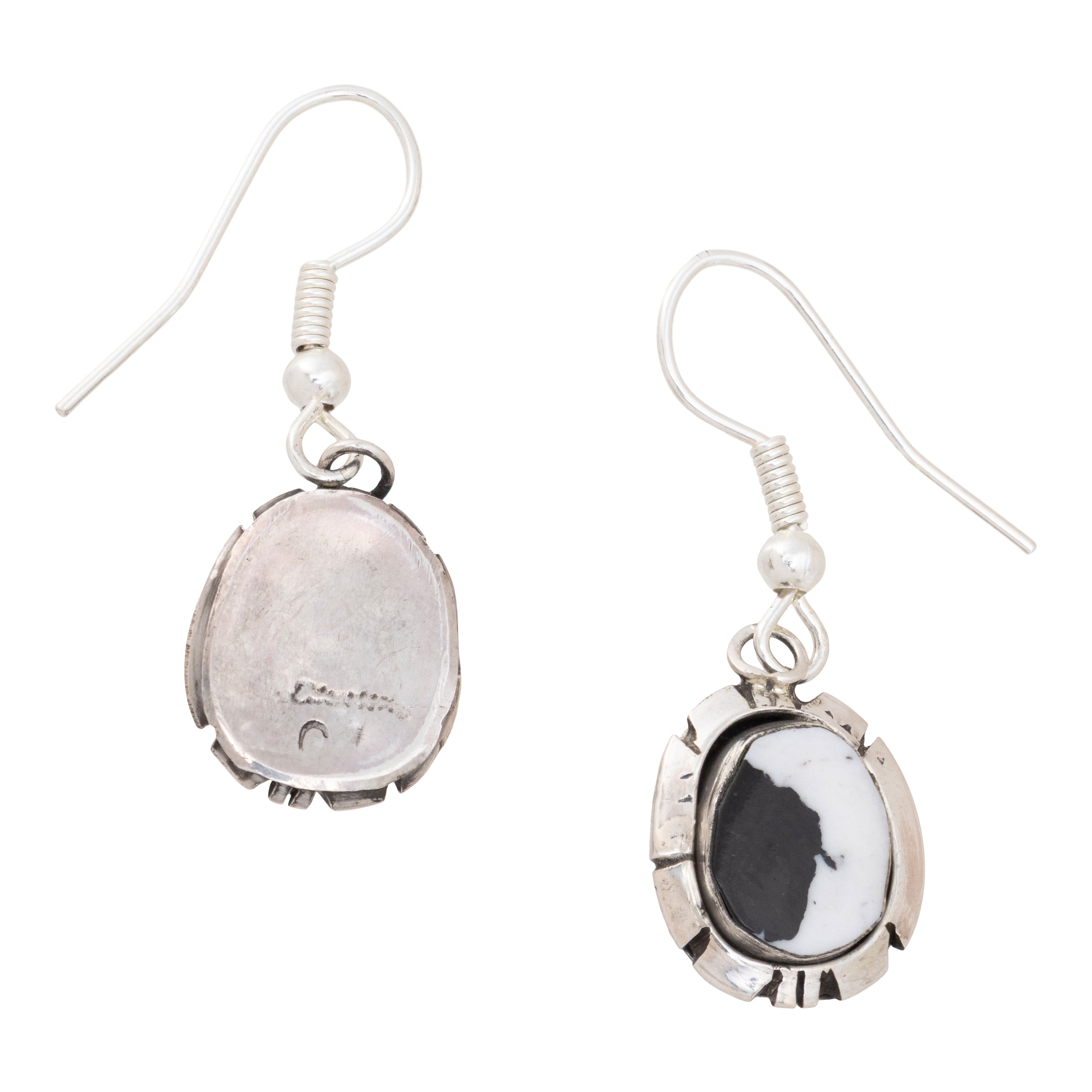 Navajo White Buffalo Turquoise Earrings