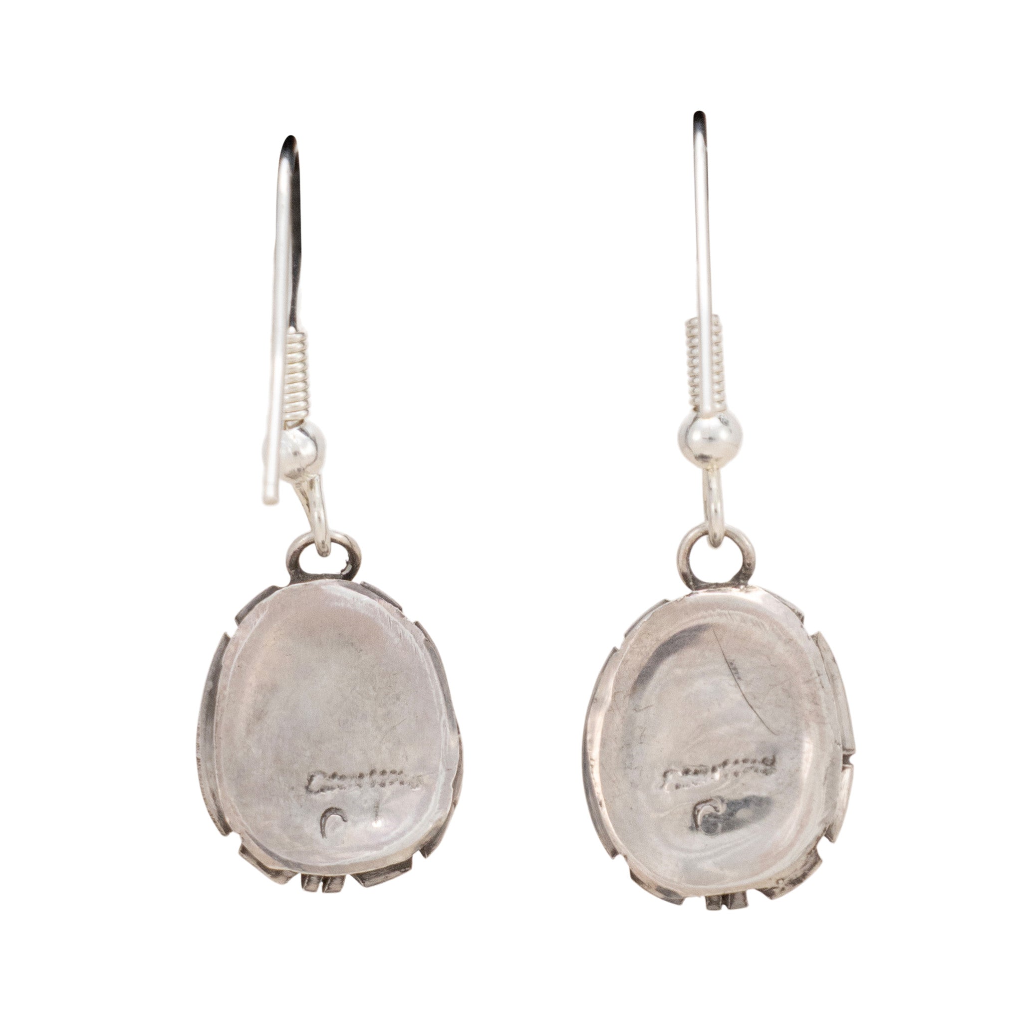 Navajo White Buffalo Turquoise Earrings
