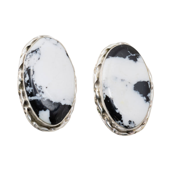 Navajo White Buffalo Turquoise Earrings, Jewelry, Earrings, Native