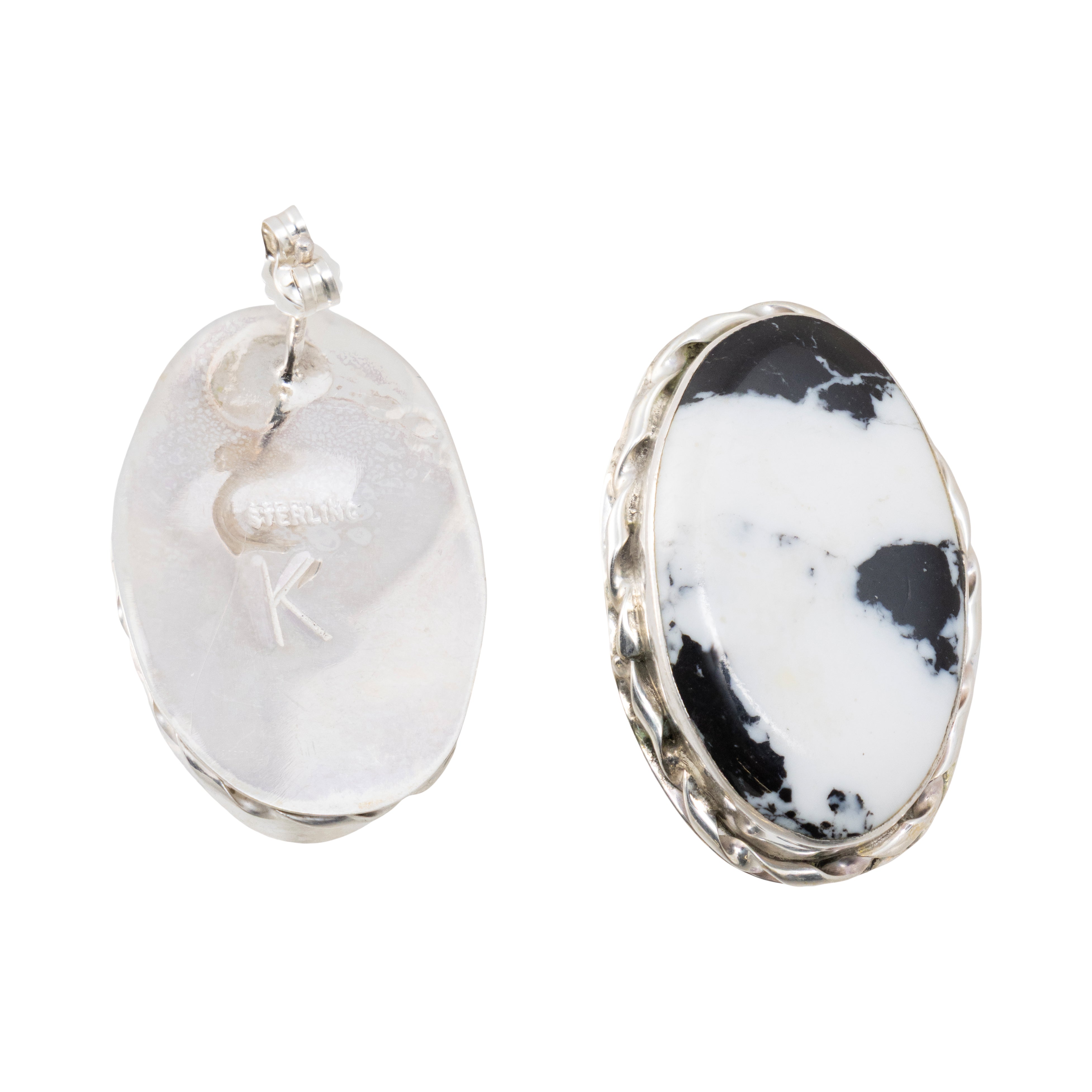 Navajo White Buffalo Turquoise Earrings