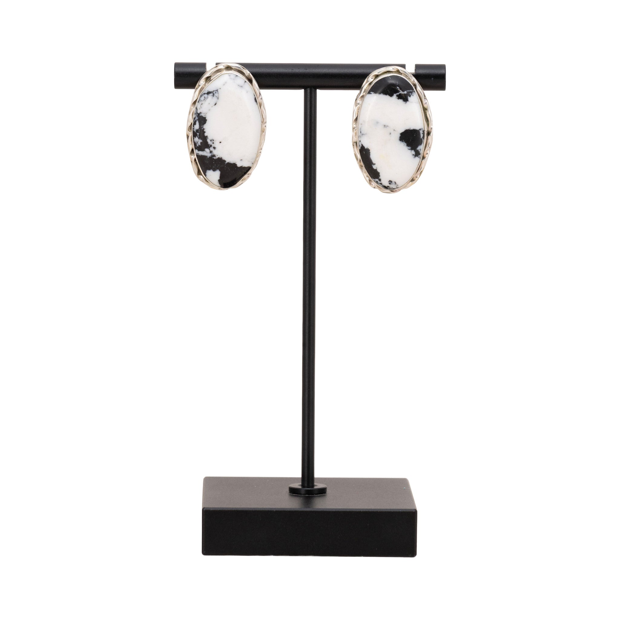 Navajo White Buffalo Turquoise Earrings