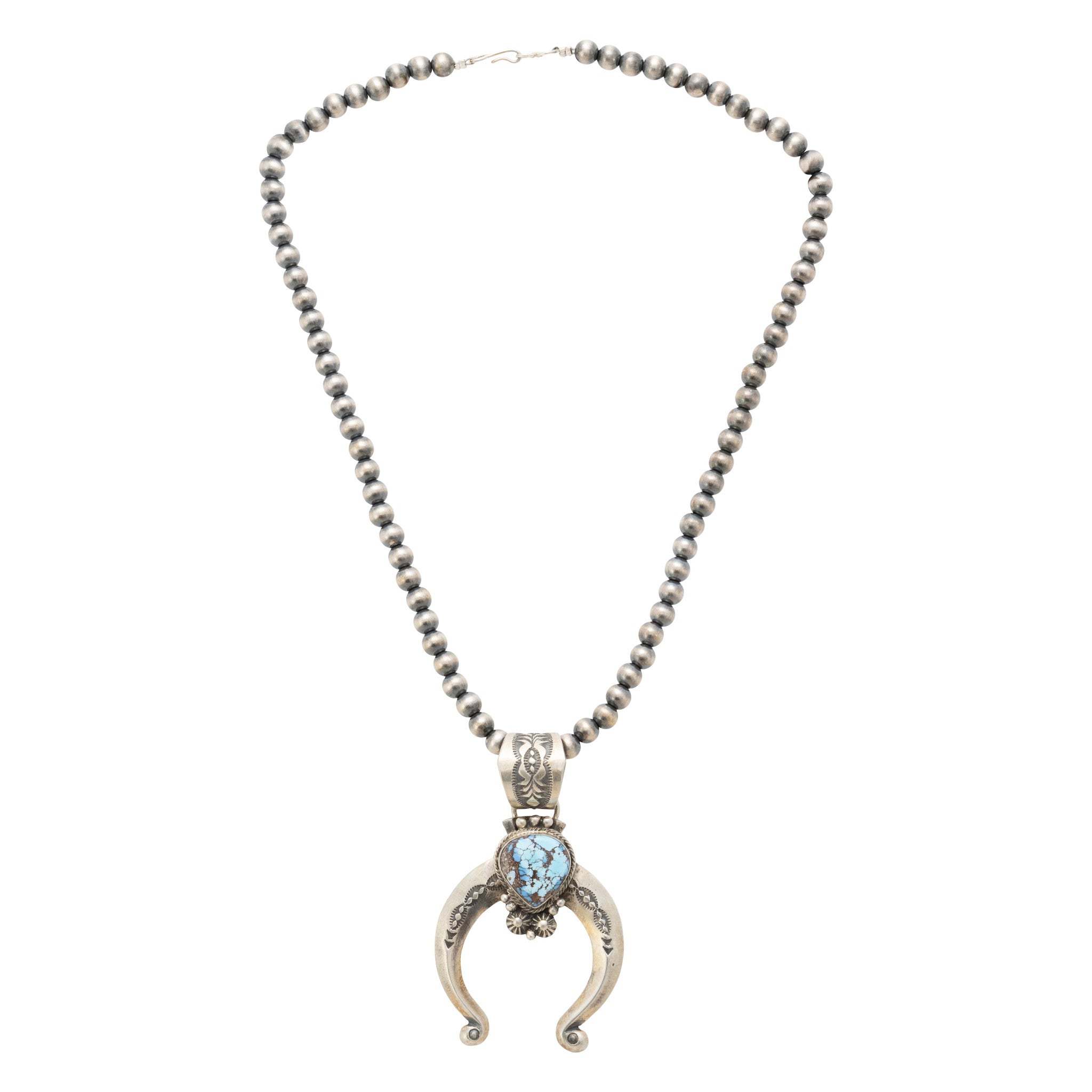 Navajo Golden Hill Turquoise Squash Blossom, Jewelry, Squash Blossom, Native