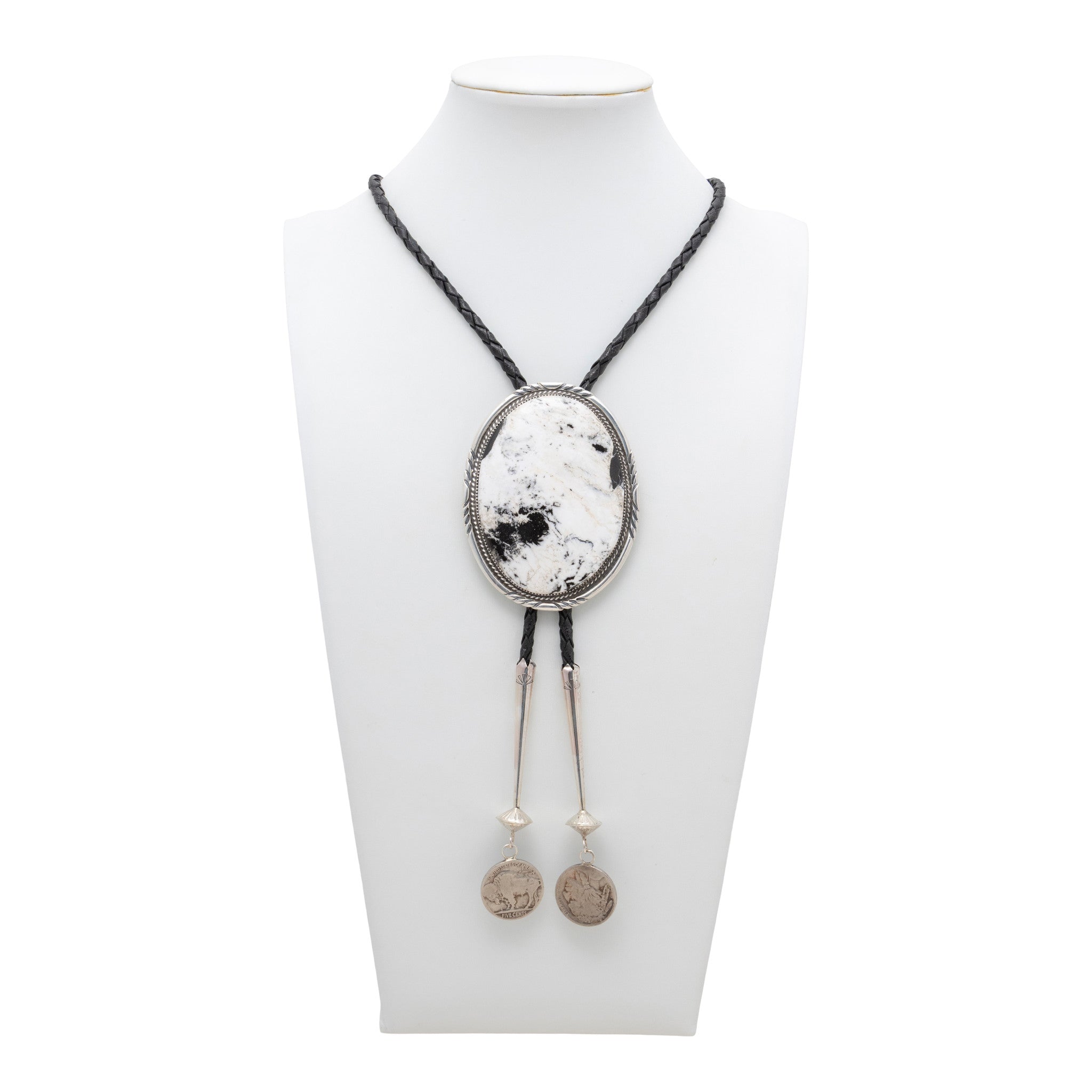 Navajo White Buffalo Turquoise Bolo