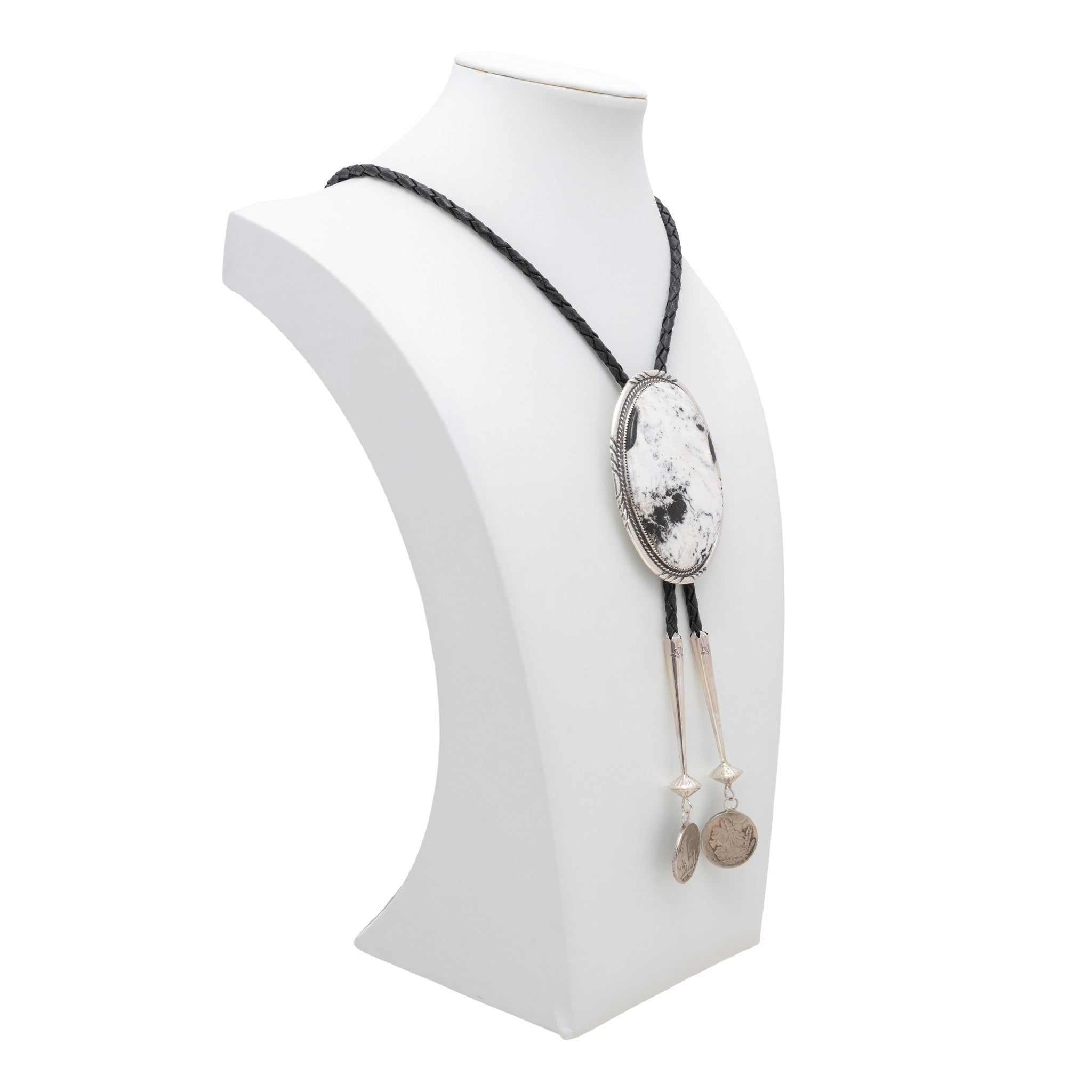 Navajo White Buffalo Turquoise Bolo