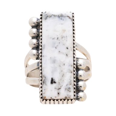 Navajo White Buffalo Turquoise Ring, Jewelry, Ring, Native