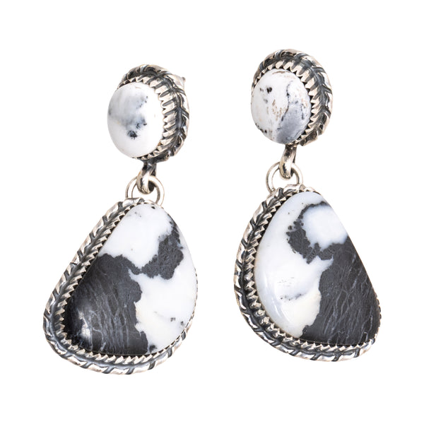 Navajo White Buffalo Turquoise Earrings, Jewelry, Earrings, Native