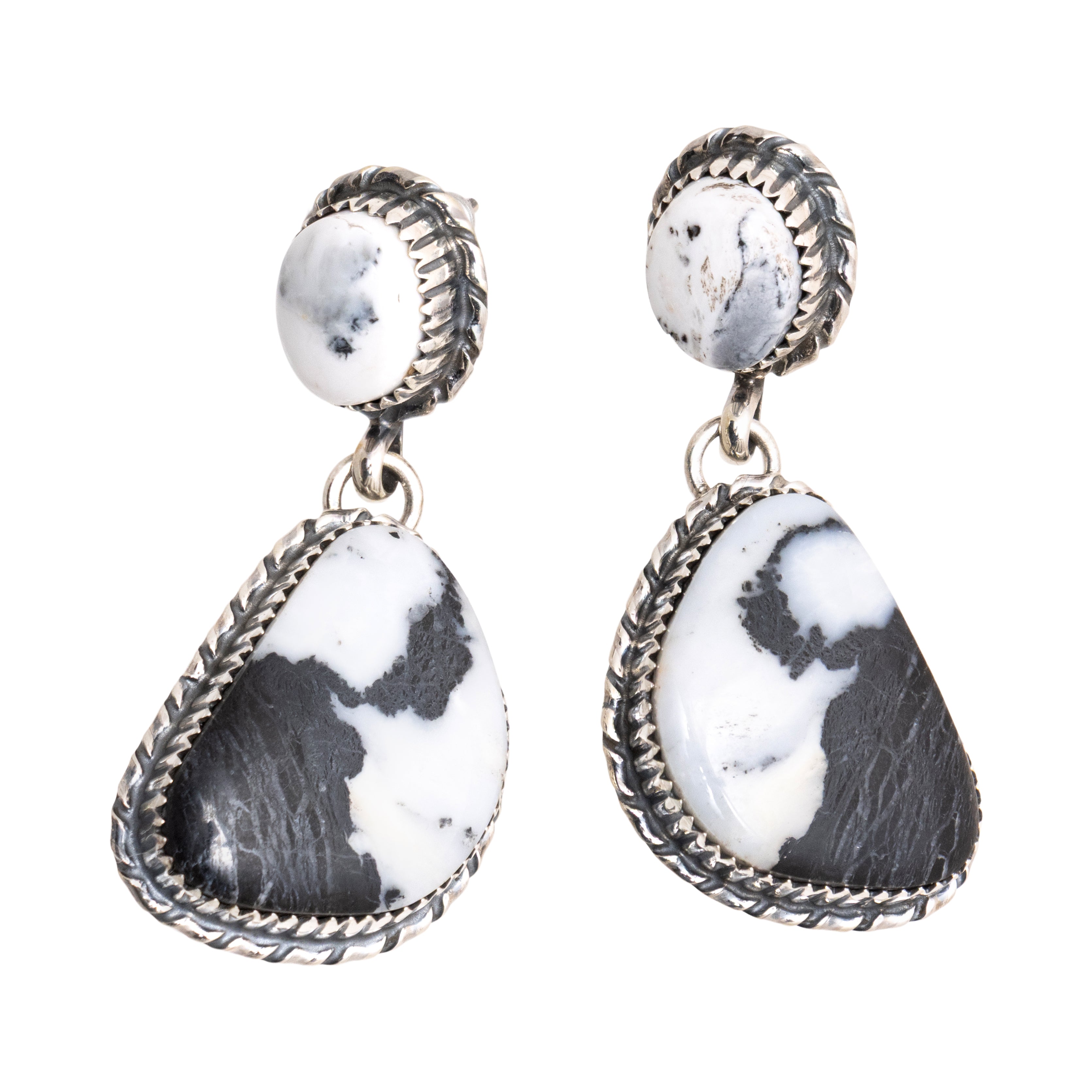 Navajo White Buffalo Turquoise Earrings, Jewelry, Earrings, Native