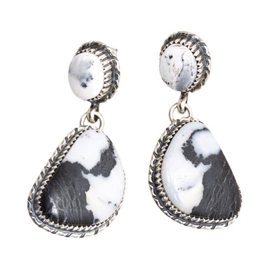 Navajo White Buffalo Turquoise Earrings, Jewelry, Earrings, Native