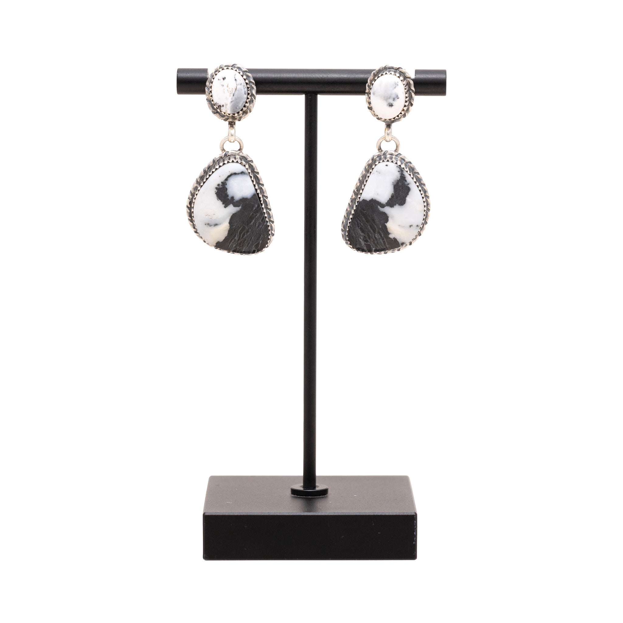 Navajo White Buffalo Turquoise Earrings