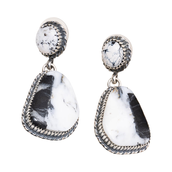 Navajo White Buffalo Turquoise Earrings, Jewelry, Earrings, Native