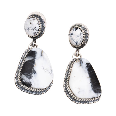 Navajo White Buffalo Turquoise Earrings, Jewelry, Earrings, Native