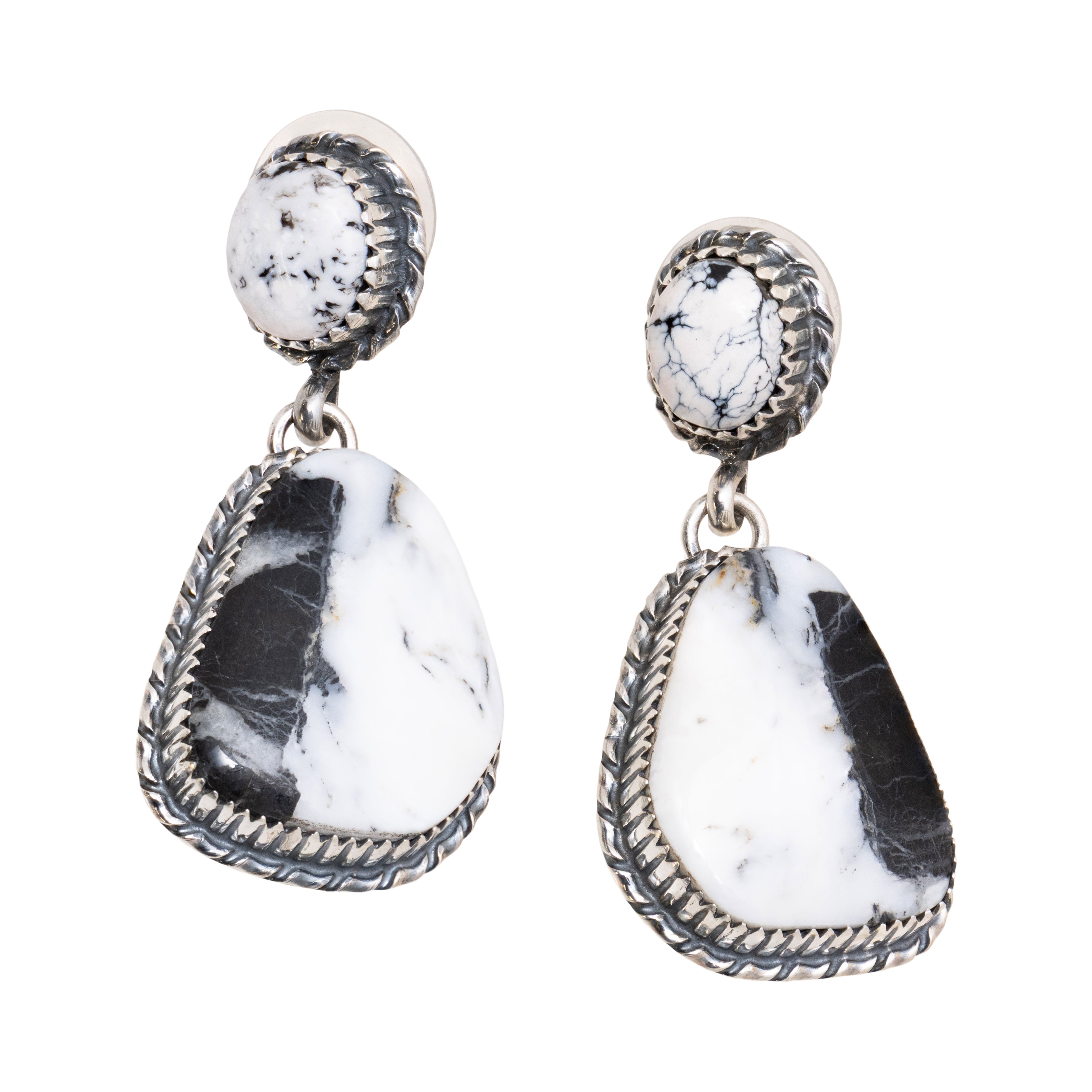 Navajo White Buffalo Turquoise Earrings, Jewelry, Earrings, Native