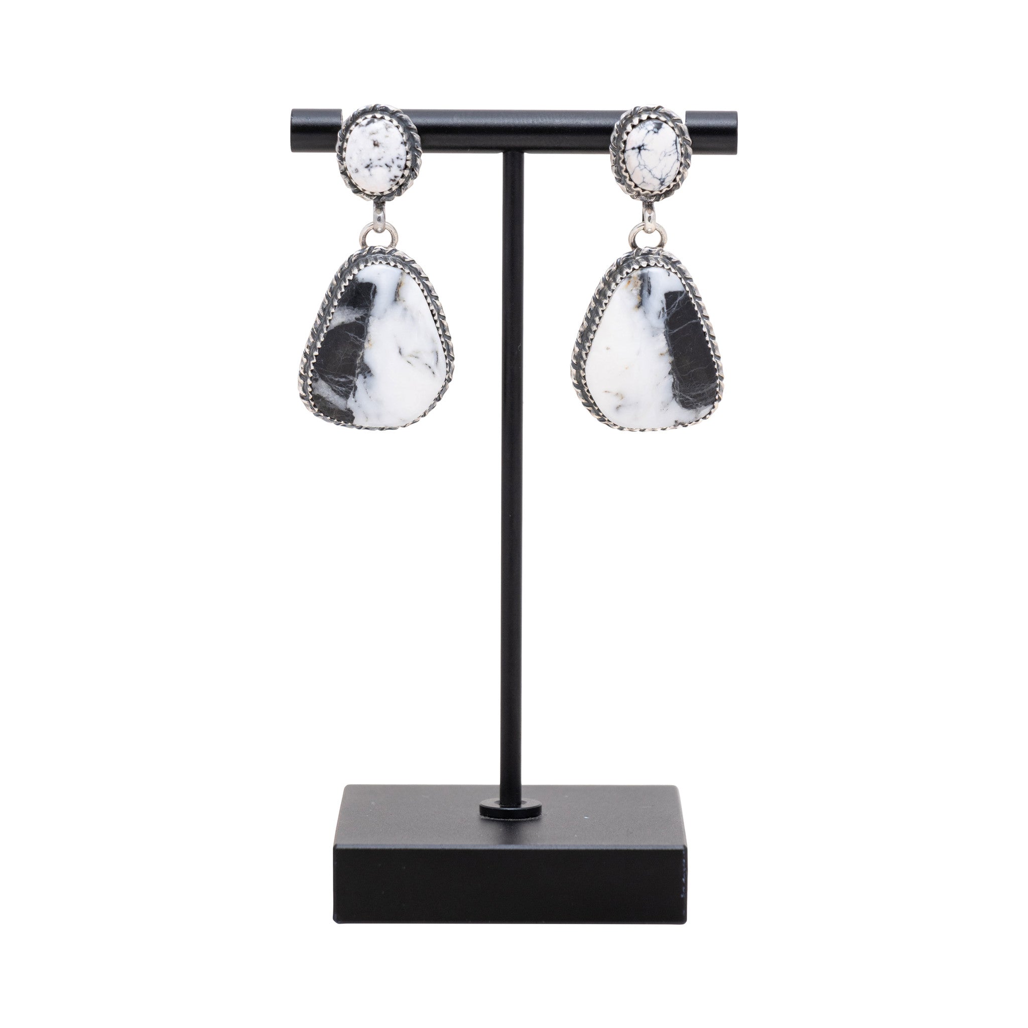 Navajo White Buffalo Turquoise Earrings