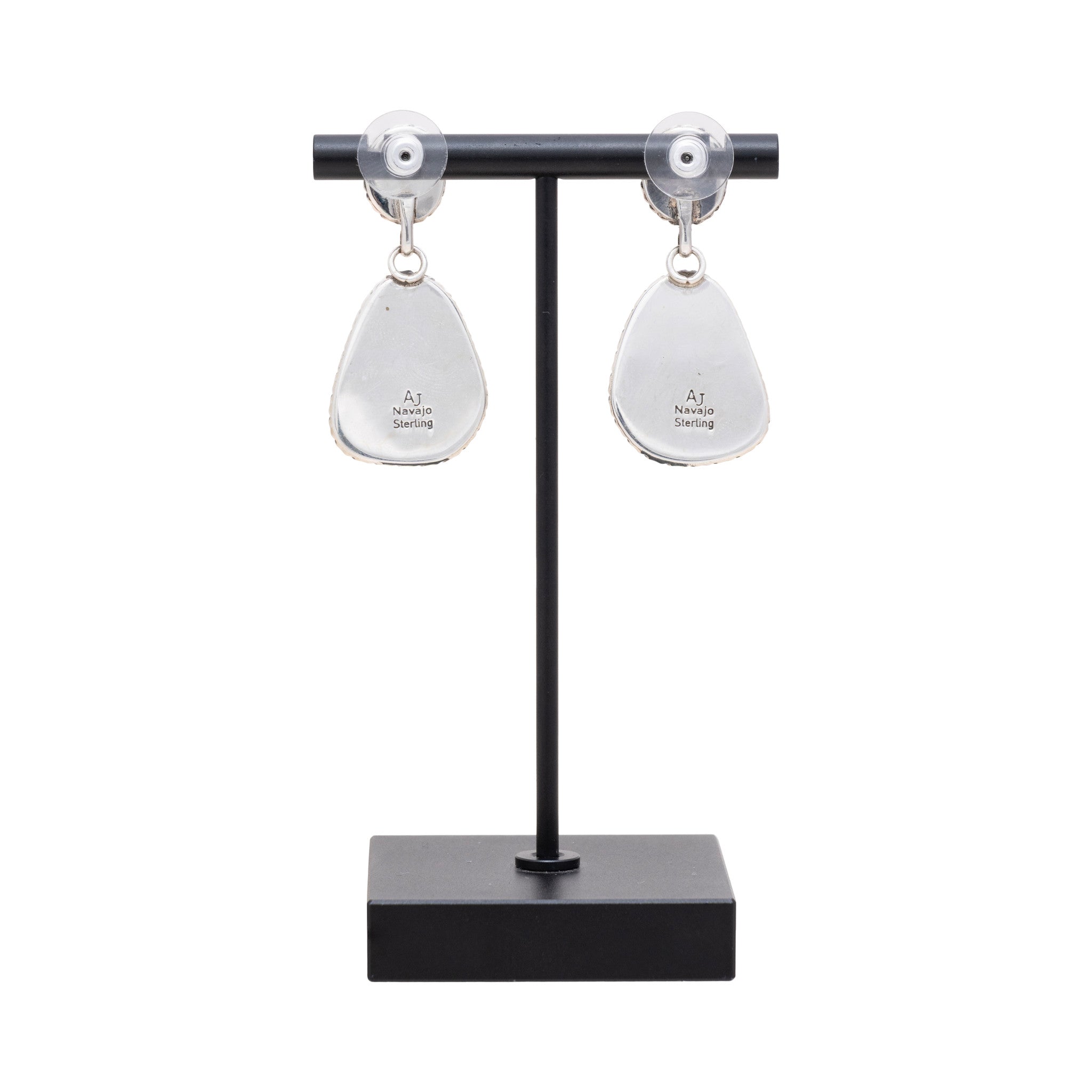 Navajo White Buffalo Turquoise Earrings