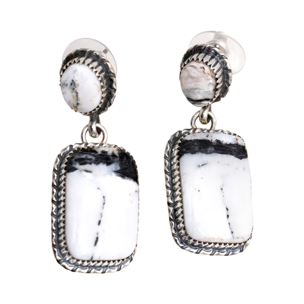 Navajo White Buffalo Turquoise Earrings, Jewelry, Earrings, Native