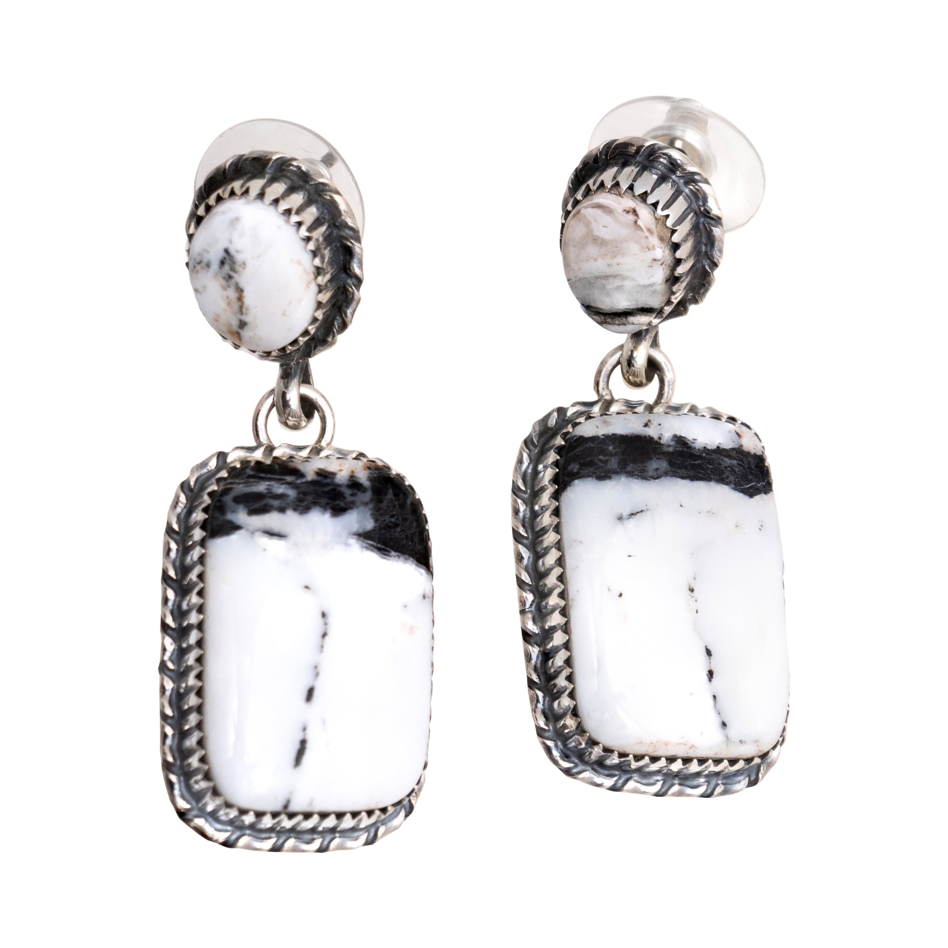 Navajo White Buffalo Turquoise Earrings, Jewelry, Earrings, Native