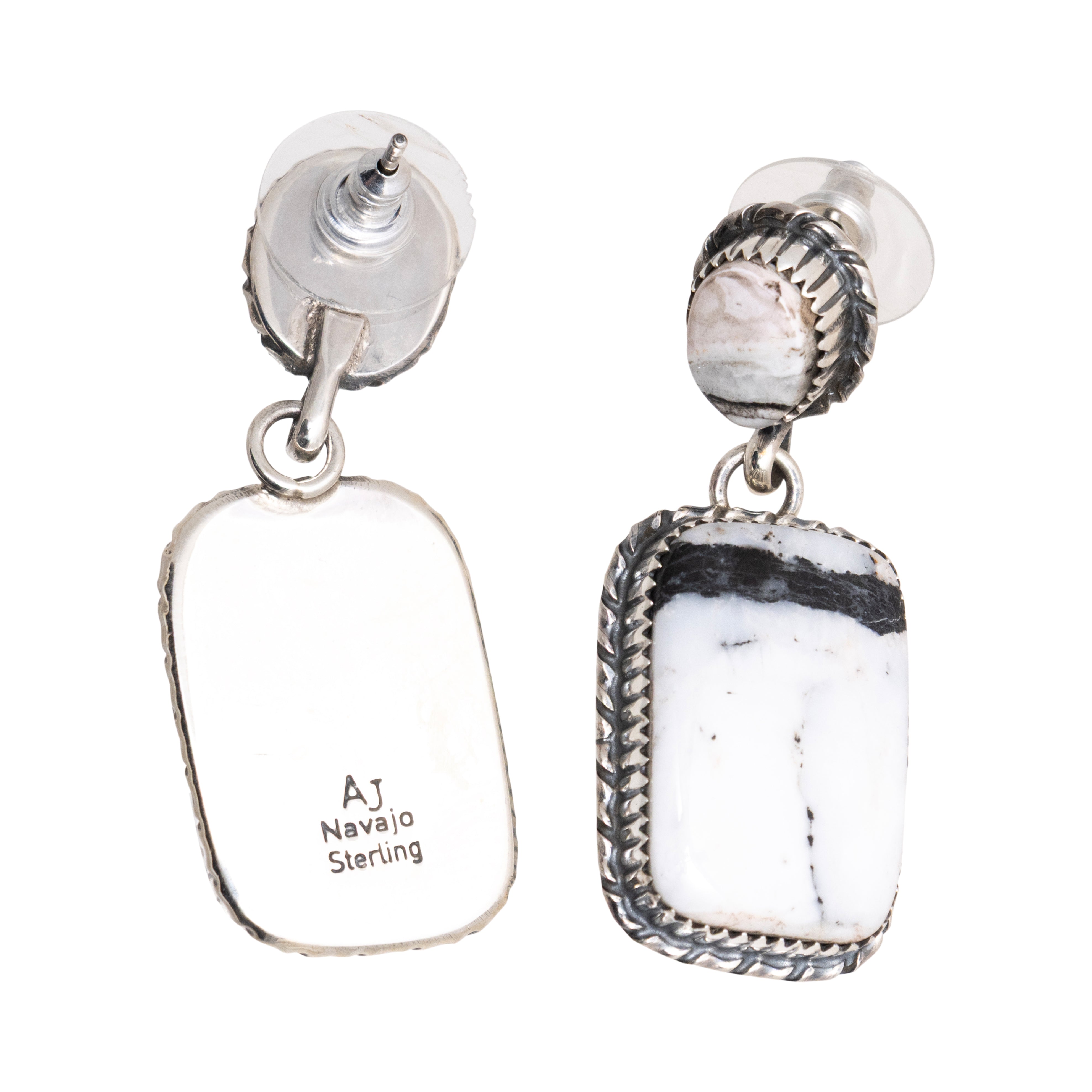 Navajo White Buffalo Turquoise Earrings