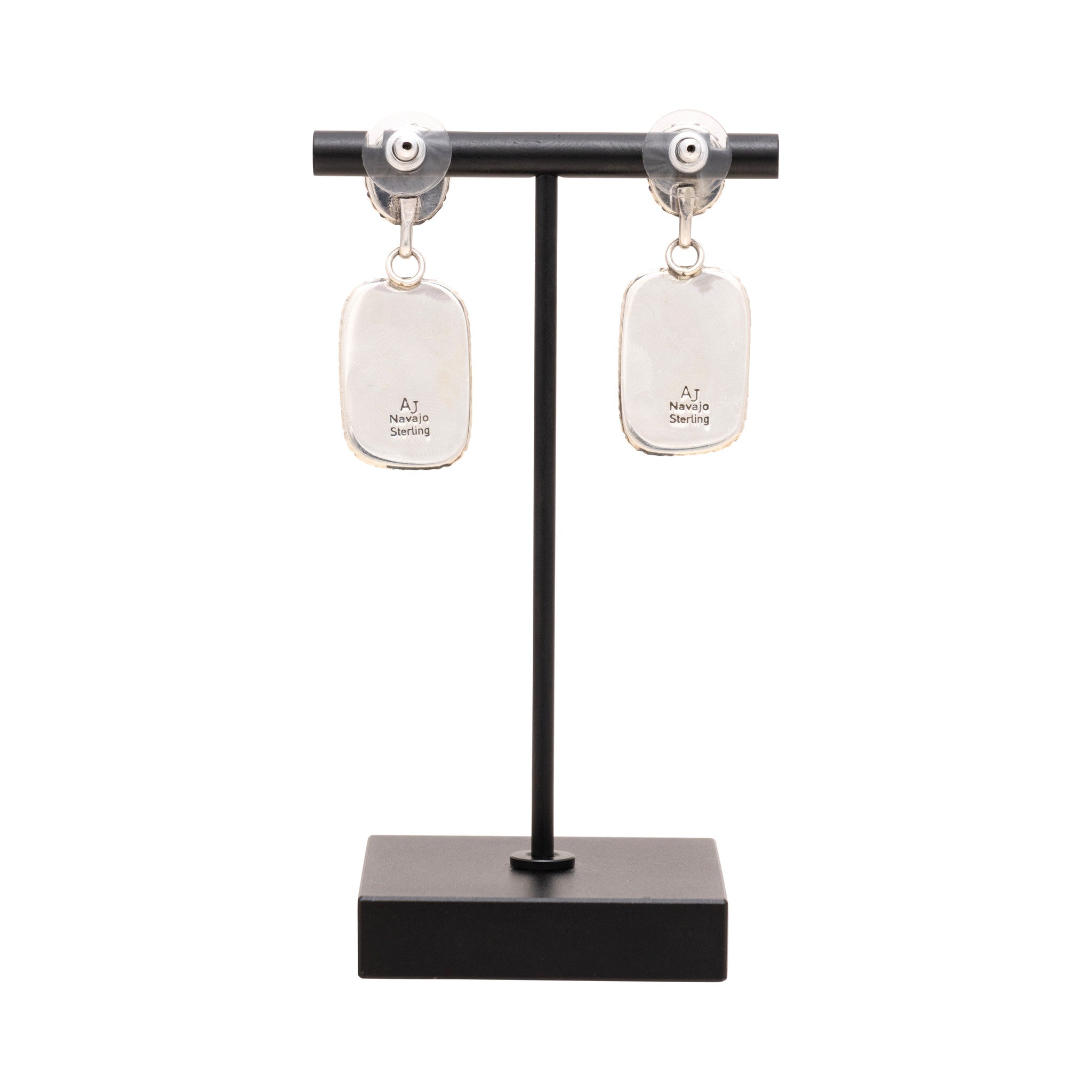 Navajo White Buffalo Turquoise Earrings