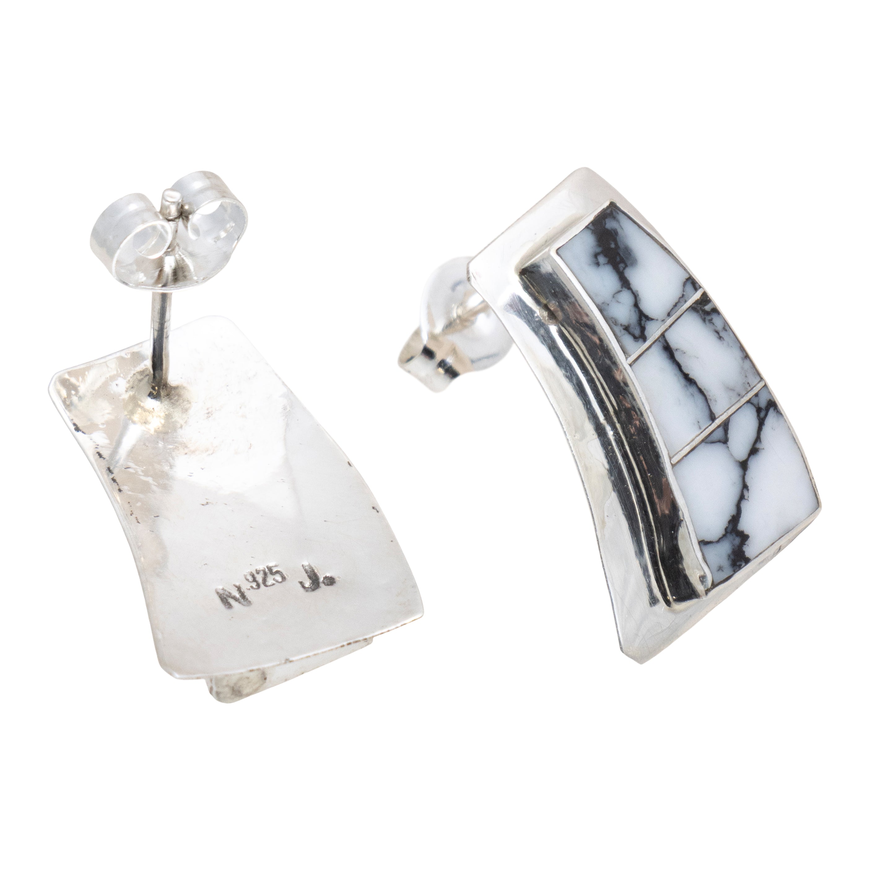 Navajo White Buffalo Turquoise Earrings