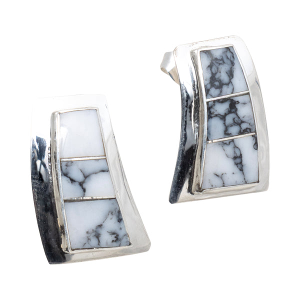 Navajo White Buffalo Turquoise Earrings, Jewelry, Earrings, Native
