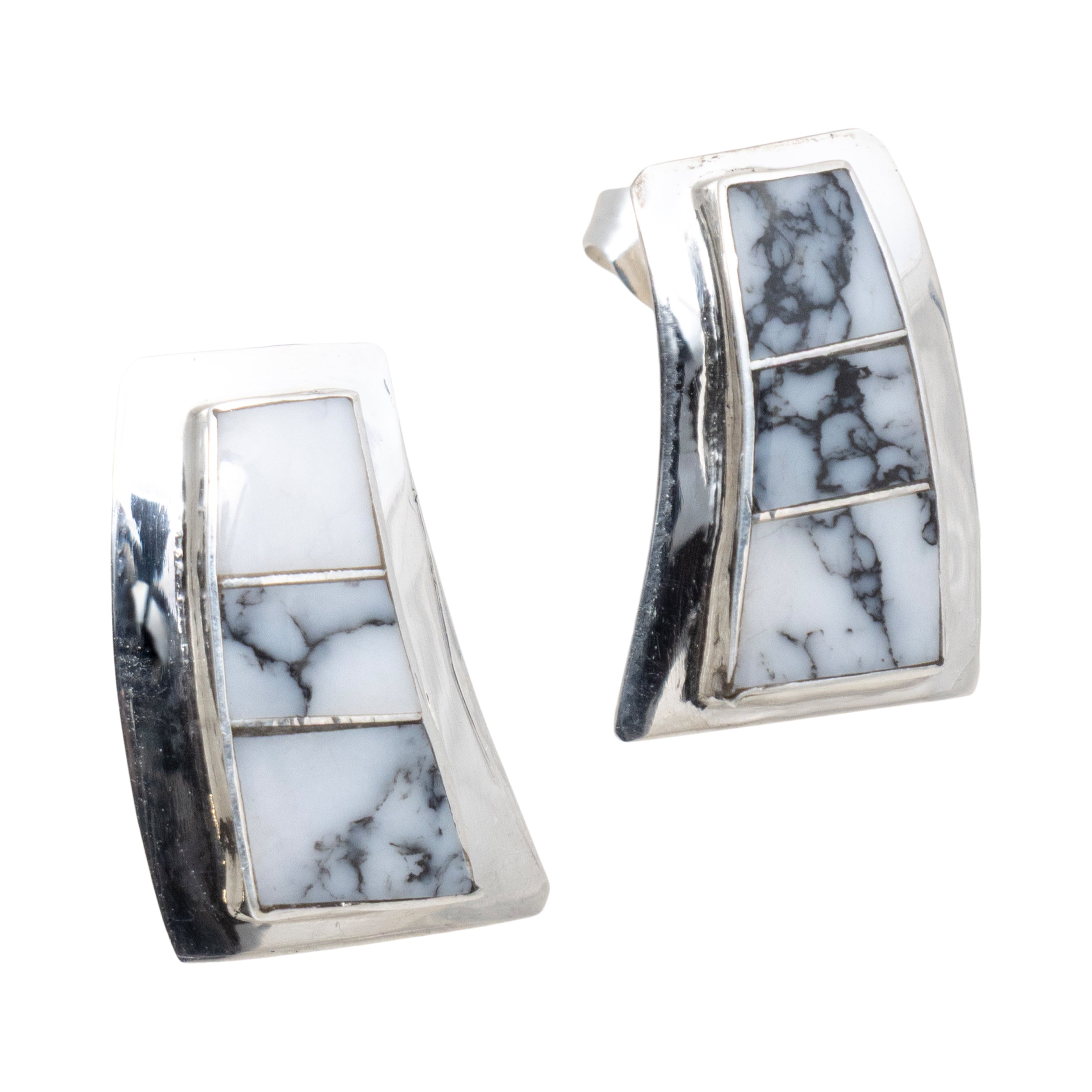 Navajo White Buffalo Turquoise Earrings, Jewelry, Earrings, Native