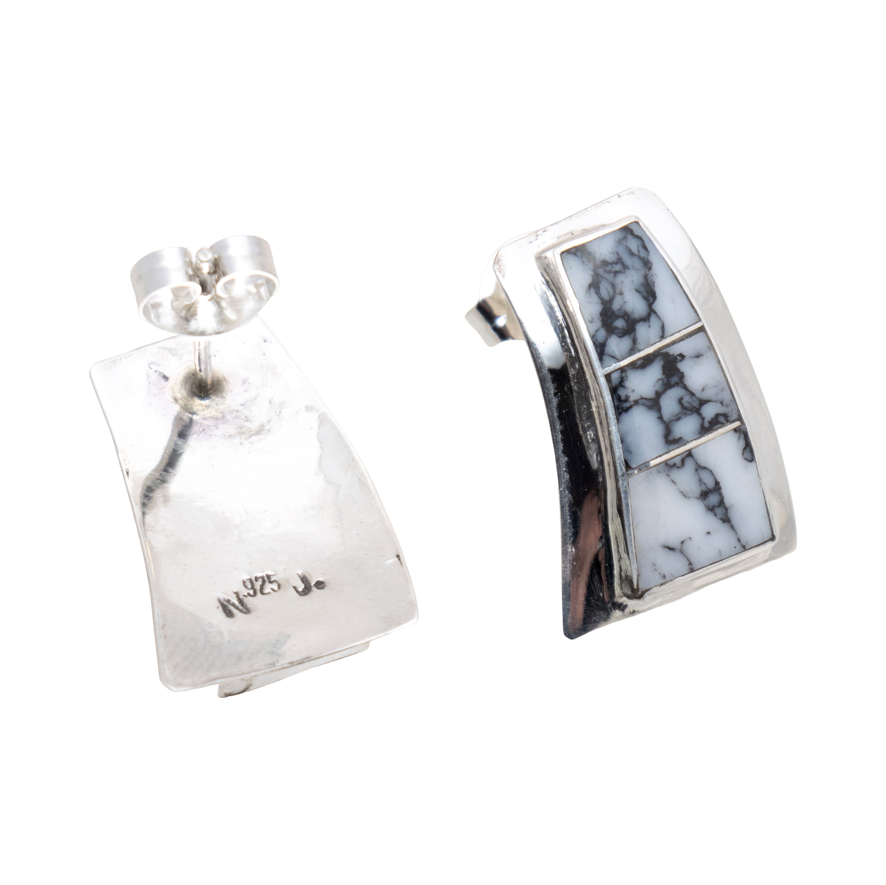 Navajo White Buffalo Turquoise Earrings