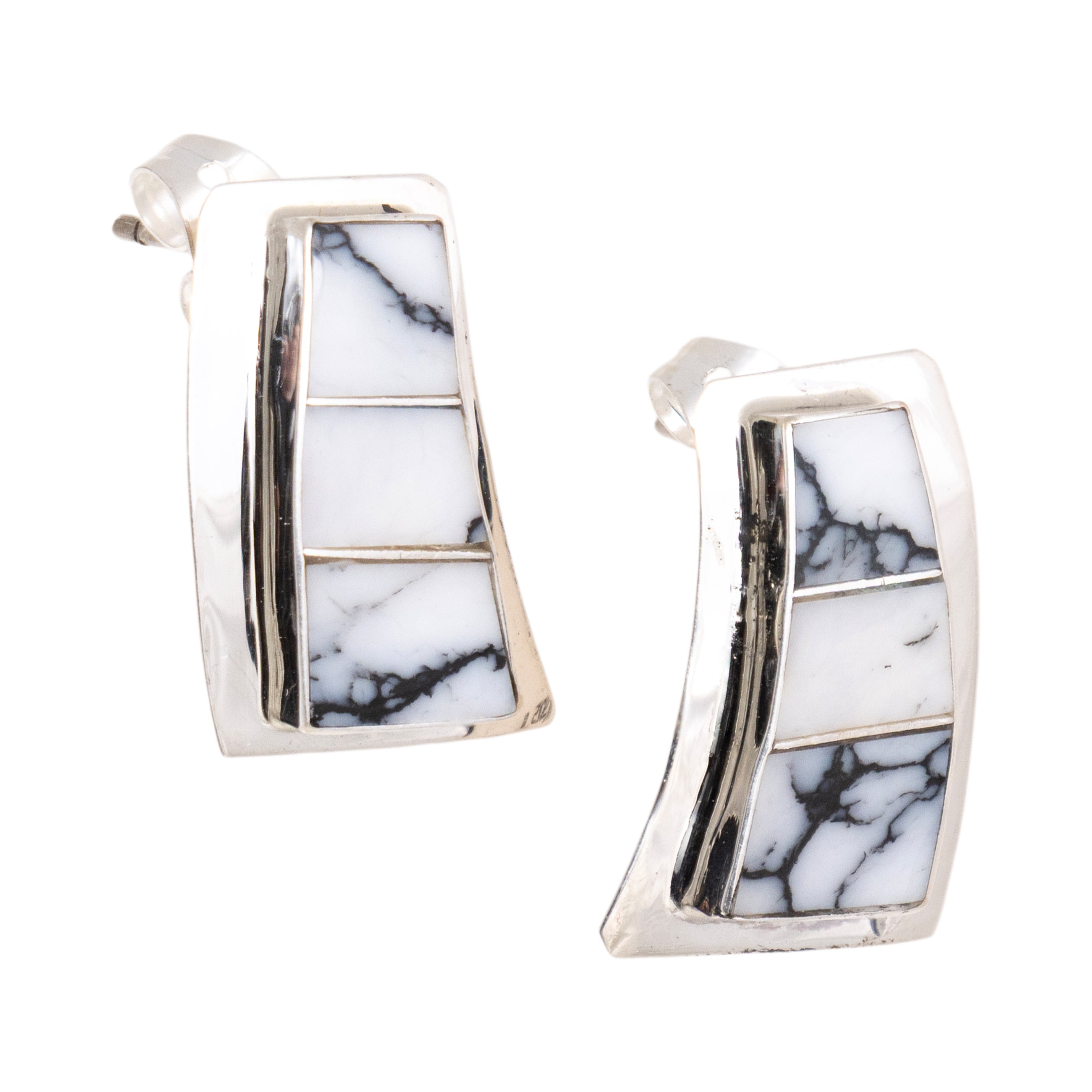 Navajo White Buffalo Turquoise Earrings, Jewelry, Earrings, Native