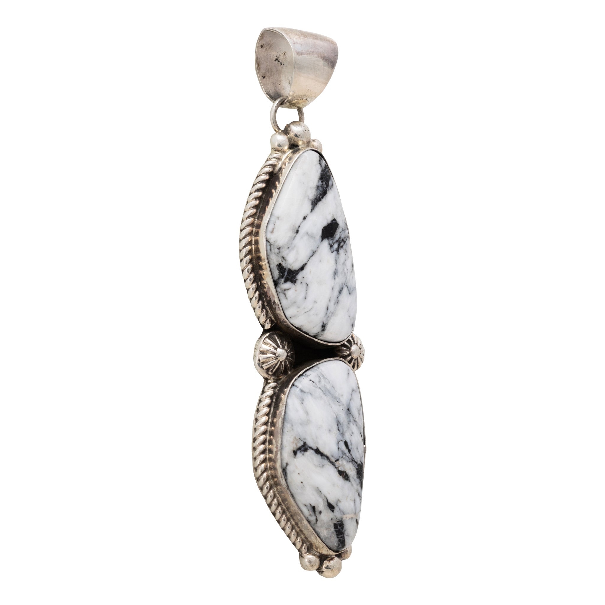 Navajo White Buffalo Turquoise Pendant