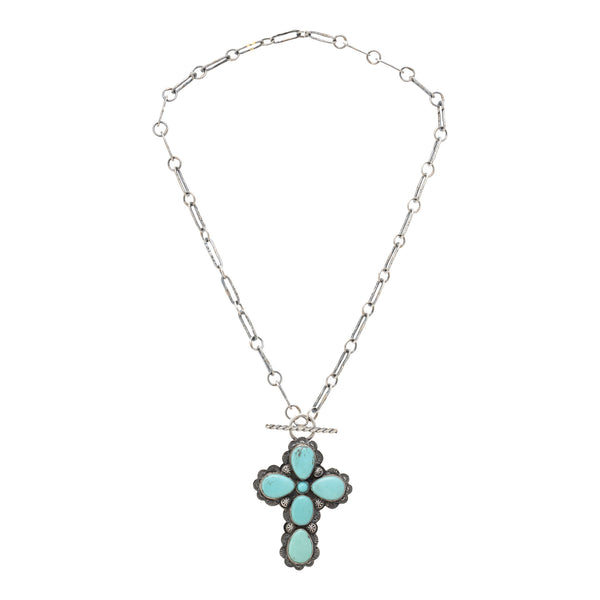 Navajo Turquoise Cross Necklace, Jewelry, Necklace, Native