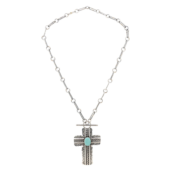 Navajo Turquoise Cross Necklace, Jewelry, Necklace, Native