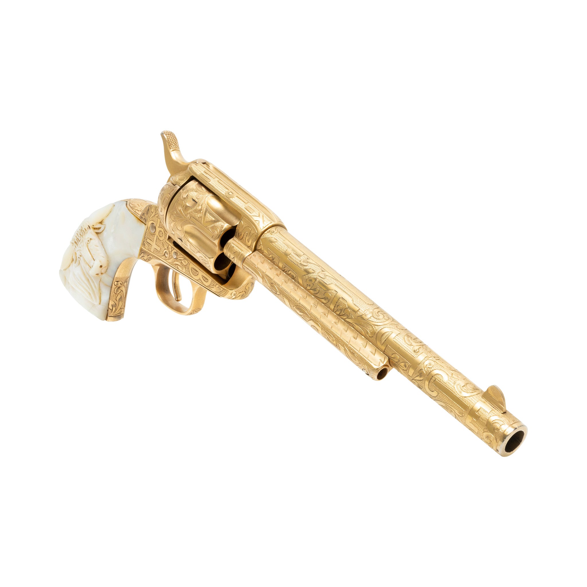 Gold Plated Cattle Brand Engraved Colt Single Action Army Revolver, Firearms, Handgun, Revolver