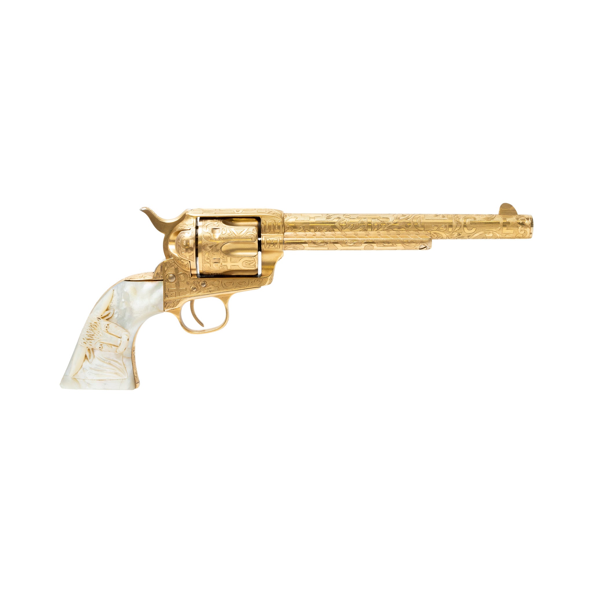 Gold Plated Cattle Brand Engraved Colt Single Action Army Revolver
