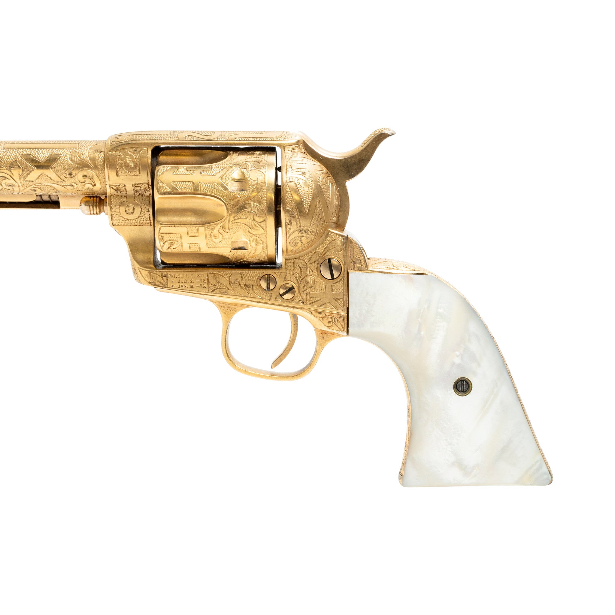 Gold Plated Cattle Brand Engraved Colt Single Action Army Revolver