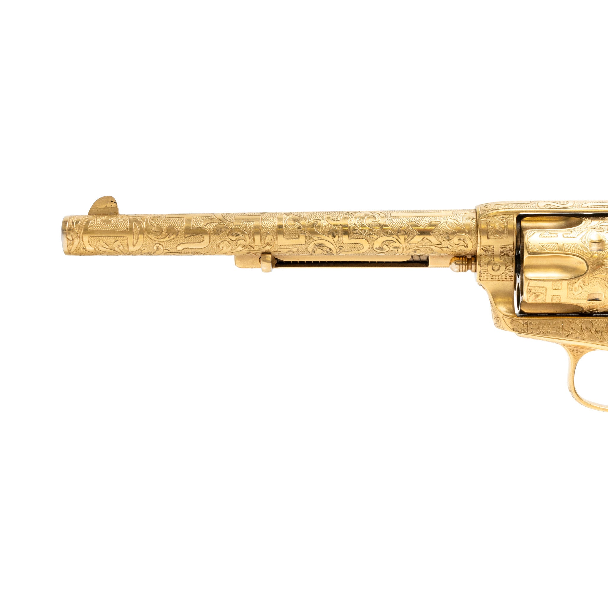 Gold Plated Cattle Brand Engraved Colt Single Action Army Revolver